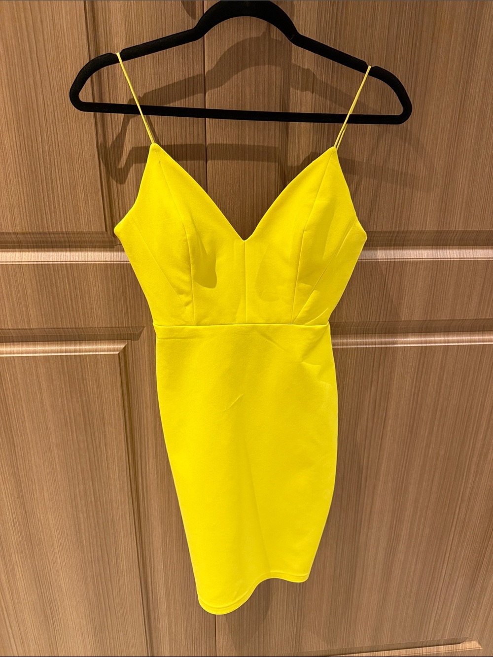 Alex Perry Bright Yellow Spaghetti Strap Mini Dress